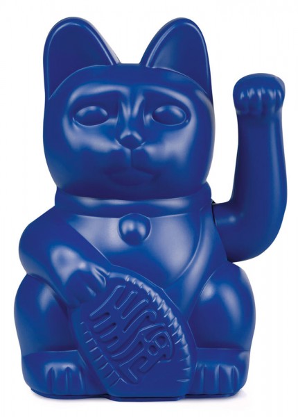 DONKEY Winkekatze Dunkelblau Maneki Neko Lucky Cat Glücksbringer 15cm