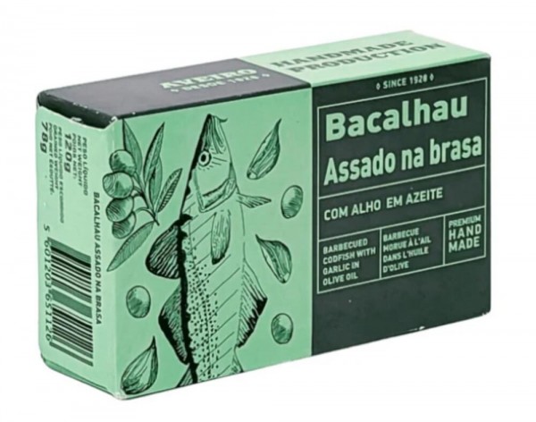 Aveiro Stockfisch mit Knoblauch Bacalhau com Alho em Azeite - Dose 120 g